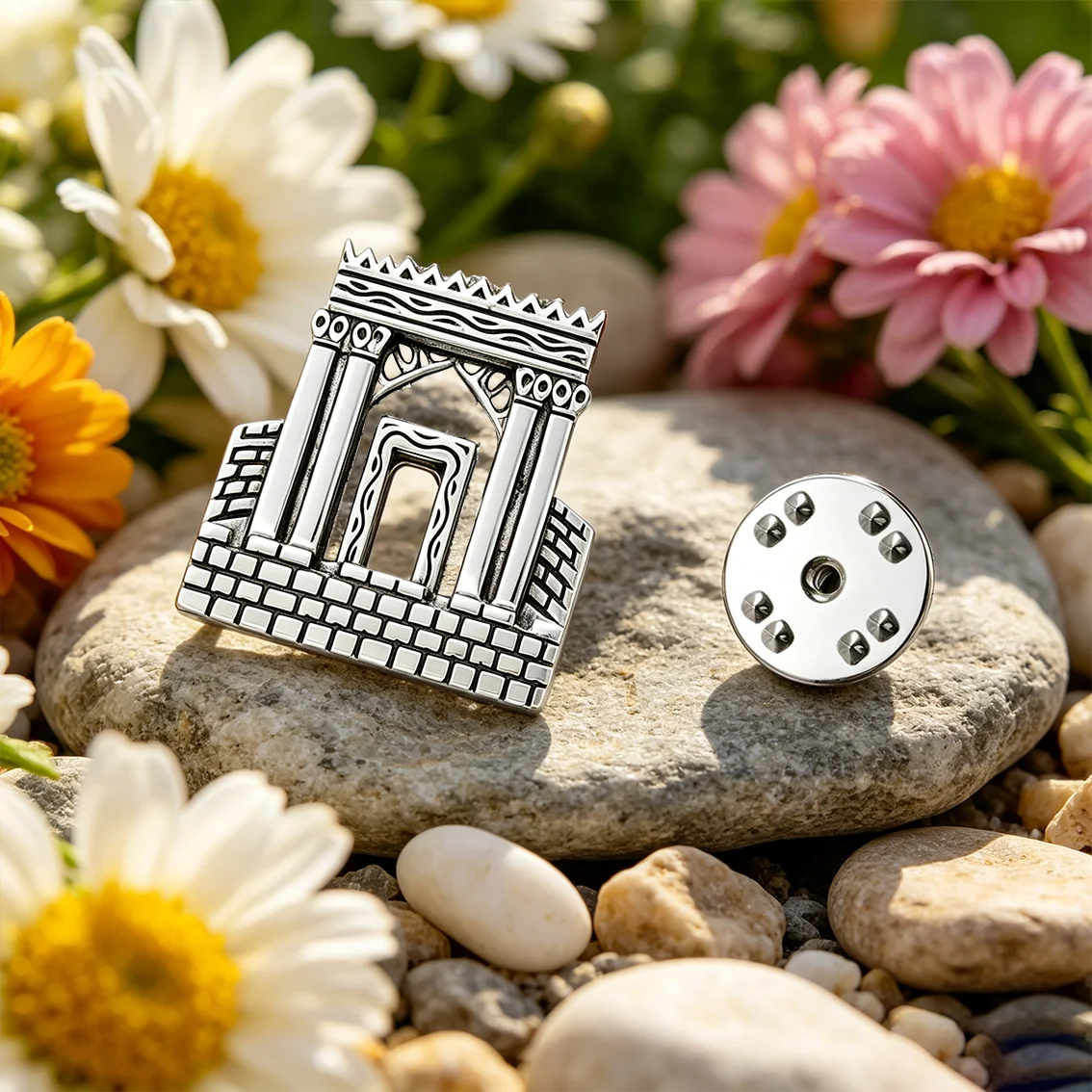 Lucktune Jerusalem Solomon Temple Brooch Men Women'S Stainless Steel Jewish Lapel Pins Judaica Faith Amulet Jewelry Gift Sale