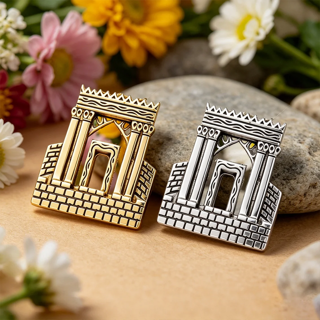 Lucktune Jerusalem Solomon Temple Brooch Men Women'S Stainless Steel Jewish Lapel Pins Judaica Faith Amulet Jewelry Gift Sale